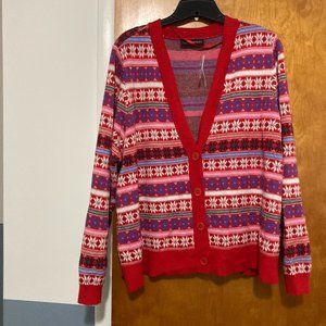 NEVER WORN Lane Bryant red and pink printed Christmas/Winter cardigan Size 22/24